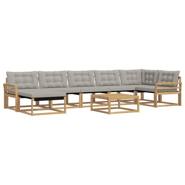 vidaXL Outdoor-Sofagarnitur 8-Tlg Weiß und Hellgrau Massivholz Akazie 3388925