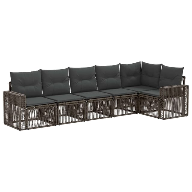 vidaXL Gartensofa-Set 6-Tlg Grau und Dunkelgrau Poly-Rattan 3435128