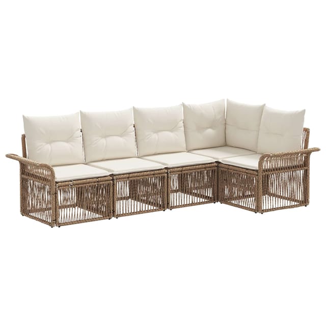 vidaXL Gartensofa-Set 5-Tlg Beige Poly-Rattan 3434829