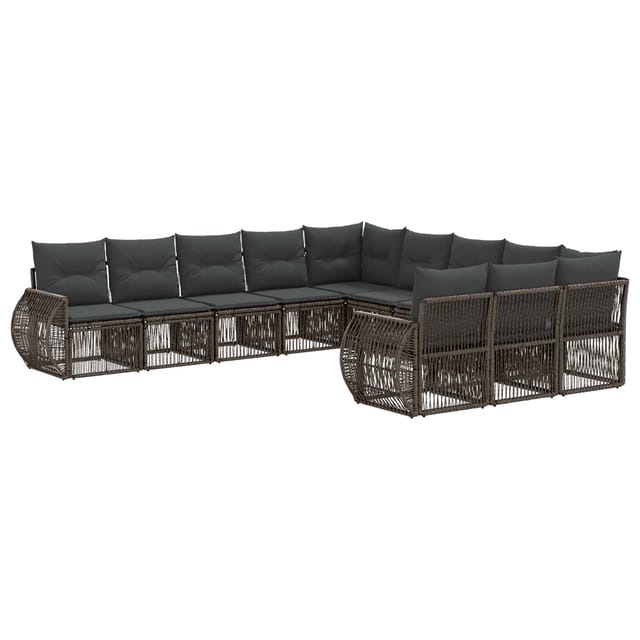 vidaXL Gartensofa-Set 11-Tlg Grau und Dunkelgrau Poly-Rattan 3435557
