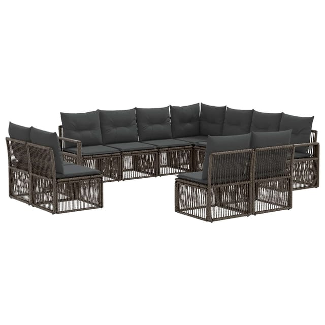 vidaXL Gartensofa-Set 11-Tlg Grau Poly-Rattan 3435746