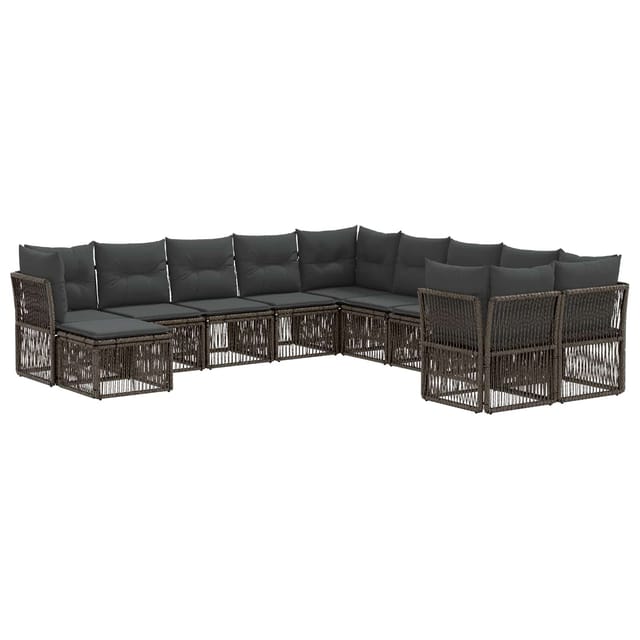 vidaXL Gartensofa-Set 11-Tlg Grau Poly-Rattan 3434453