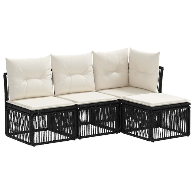 vidaXL Gartensofa-Set 4-Tlg Schwarz Poly-Rattan 3434185
