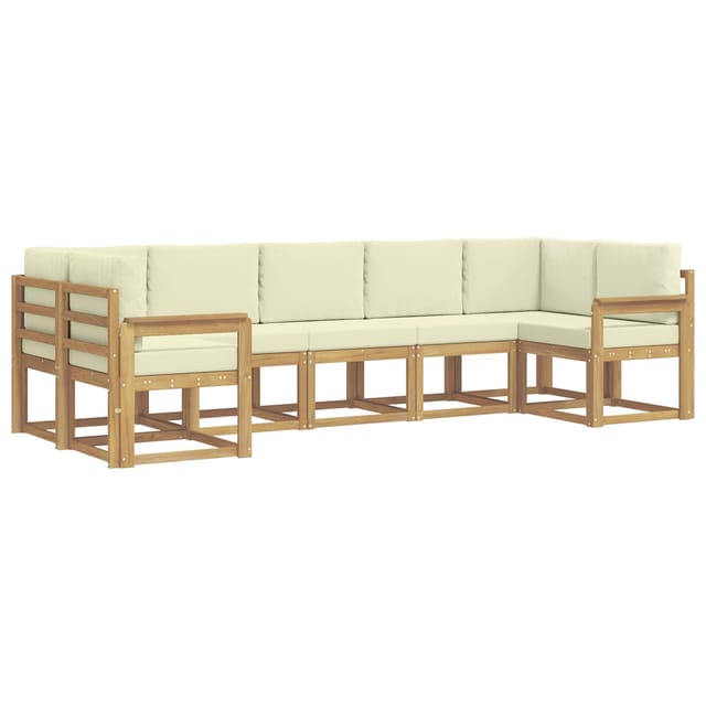 vidaXL Outdoor-Sofagarnitur mit Kissen 7-Tlg Weiß und Creme 3388144