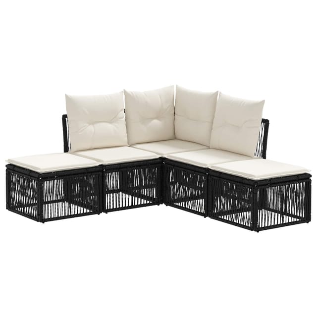 vidaXL Gartensofa-Set 5-Tlg Schwarz Poly-Rattan 3434230
