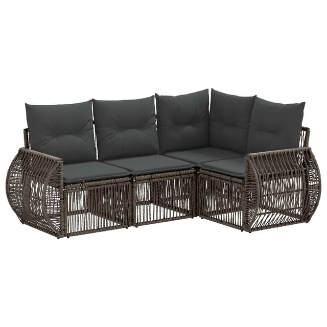 vidaXL Gartensofa-Set 4-Tlg Grau und Dunkelgrau Poly-Rattan 3435410