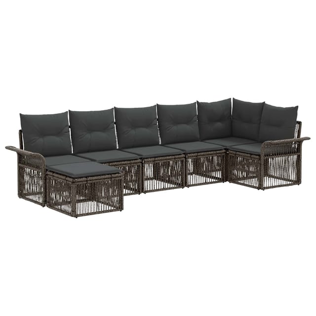 vidaXL Gartensofa-Set 7-Tlg Grau Poly-Rattan 3434903