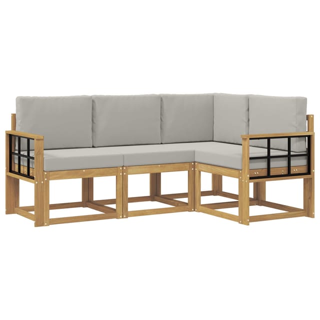 vidaXL Outdoor-Sofagarnitur 4-Tlg Weiß und Hellgrau 3387570