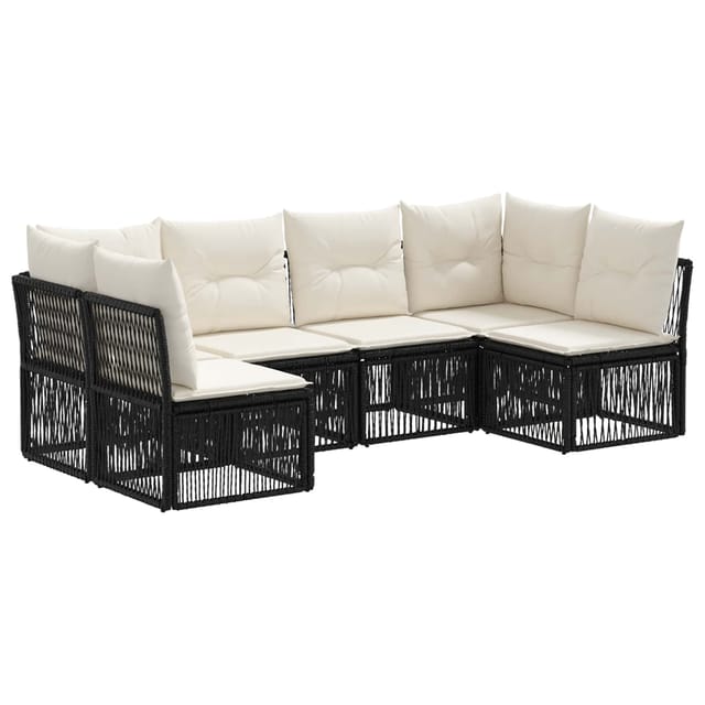 vidaXL Gartensofa-Set 6-Tlg Schwarz Poly-Rattan 3434158
