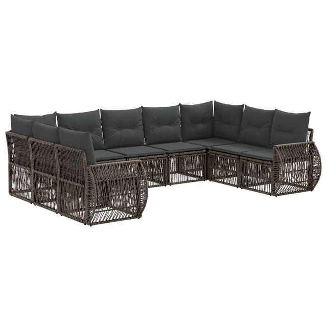 vidaXL Gartensofa-Set 9-Tlg Grau und Dunkelgrau Poly-Rattan 3435521