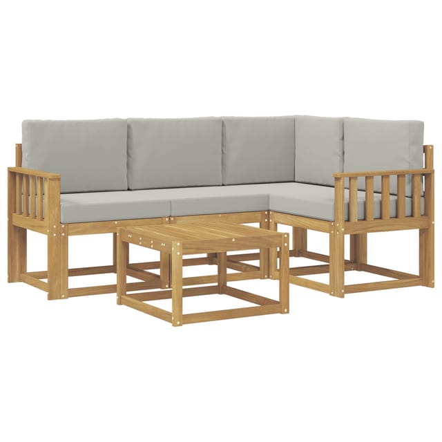 vidaXL Outdoor-Sofagarnitur 5-Tlg Weiß und Hellgrau 59 x 59 x 37 cm 3387590