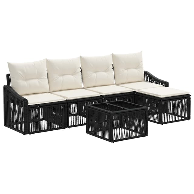 vidaXL Gartensofa-set 6 Stk Schwarz Poly-Rattan 3435994