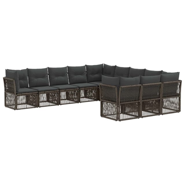 vidaXL Gartensofa-Set 11-Tlg Grau Poly-Rattan 3434393