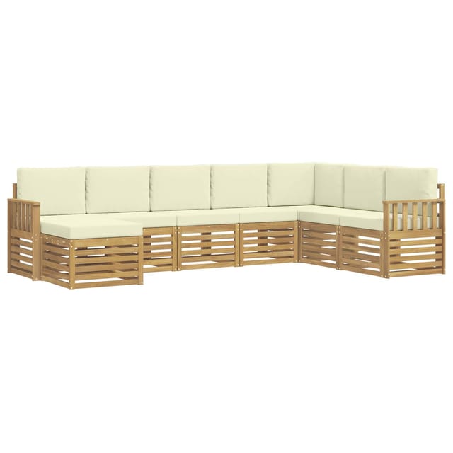 vidaXL Outdoor-Sofagarnitur 8-Tlg Weiß und Creme 306 x 187,5 x 73 cm 3392305