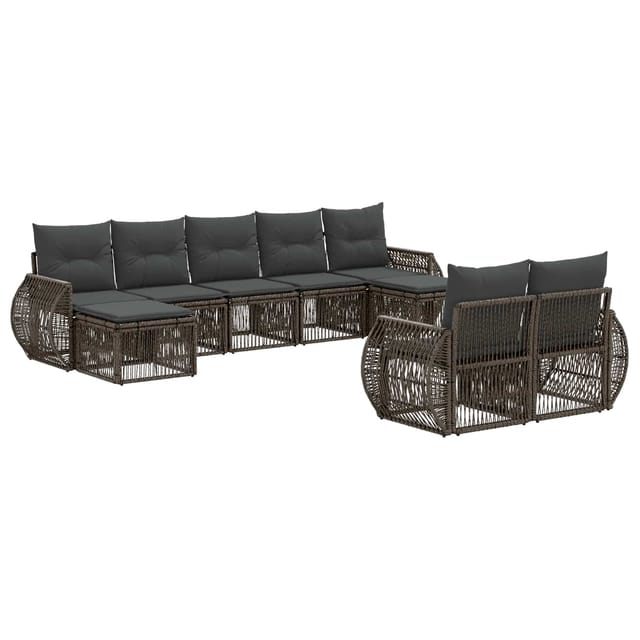 vidaXL Gartensofa-Set 9-Tlg Grau und Dunkelgrau Poly-Rattan 3435545