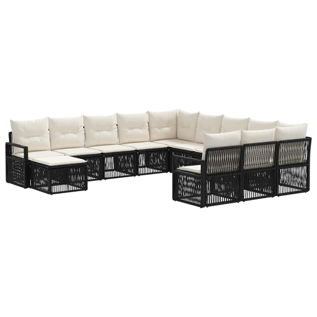 vidaXL Gartensofa-Set 12-Tlg Schwarz Poly-Rattan 3435916