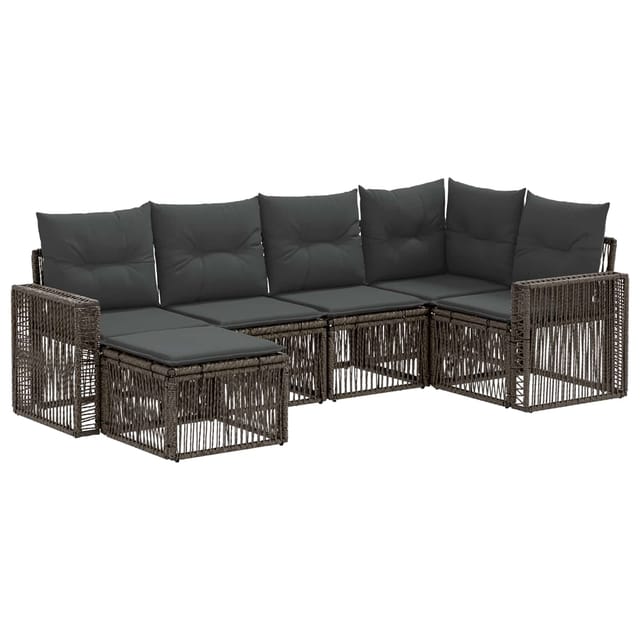 vidaXL Gartensofa-Set 6-Tlg Grau und Dunkelgrau Poly-Rattan 3435191
