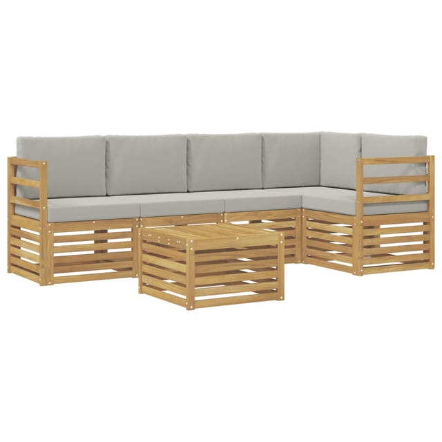 vidaXL Outdoor-Sofagarnitur 6 Stk Weiß und Hellgrau 59 x 59 x 37 cm 3391856