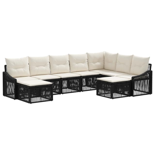 vidaXL Gartensofa-Set 9-Tlg Schwarz Poly-Rattan 3436192