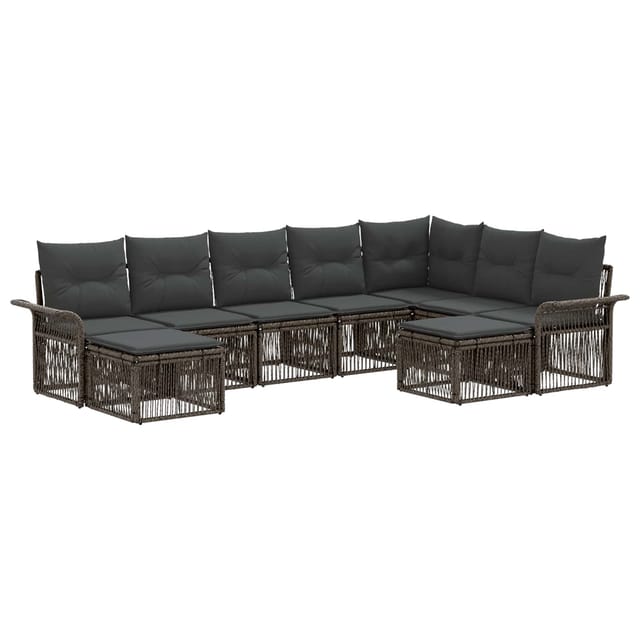 vidaXL Gartensofa-Set 9-Tlg Grau und Dunkelgrau Poly-Rattan 3435017