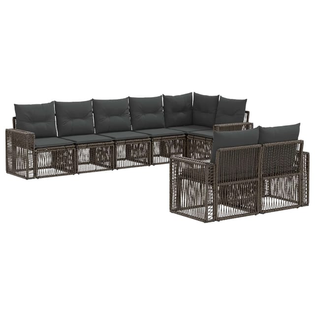 vidaXL Gartensofa-Set 8-Tlg Grau und Dunkelgrau Poly-Rattan 3435185
