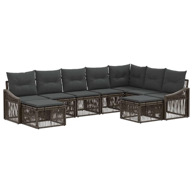 vidaXL Gartensofa-Set 9-Tlg Grau Poly-Rattan 3436193