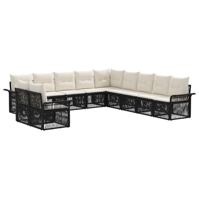 vidaXL Gartensofa-Set 11-Tlg Schwarz Poly-Rattan 3434881