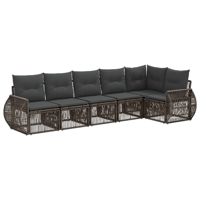 vidaXL Gartensofa-Set 6-Tlg Grau und Dunkelgrau Poly-Rattan 3435422
