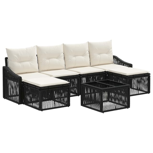 vidaXL Gartensofa-set 7 Stk Schwarz Poly-Rattan 3436087