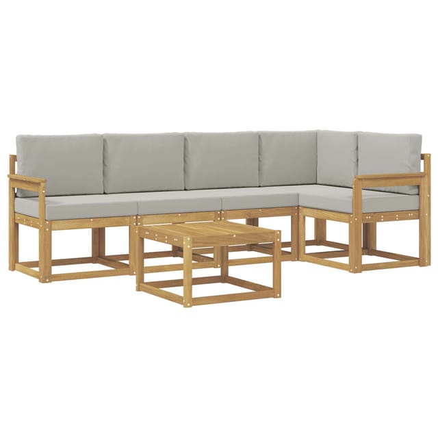 vidaXL Outdoor-Sofagarnitur 6-Tlg Weiß und Hellgrau 3387655