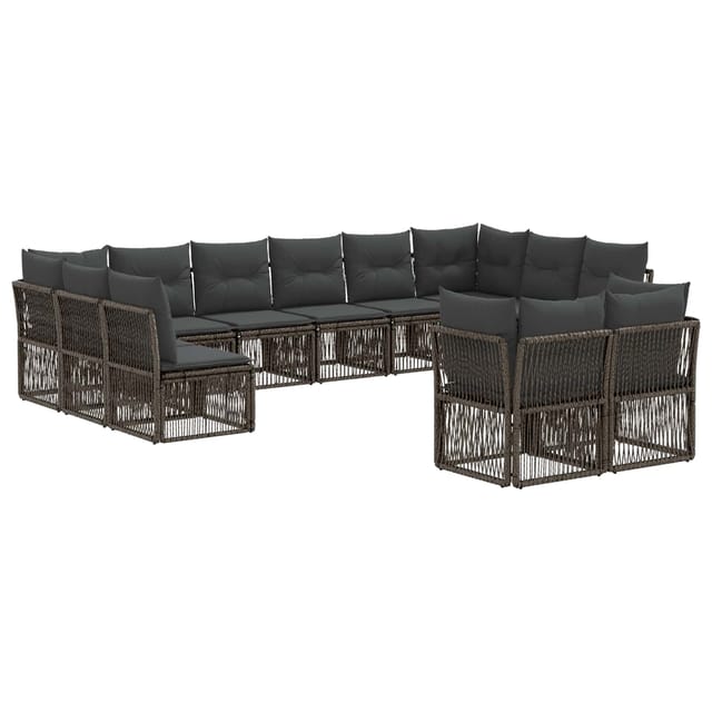 vidaXL Gartensofa-Set 12-Tlg Grau Poly-Rattan 3434399