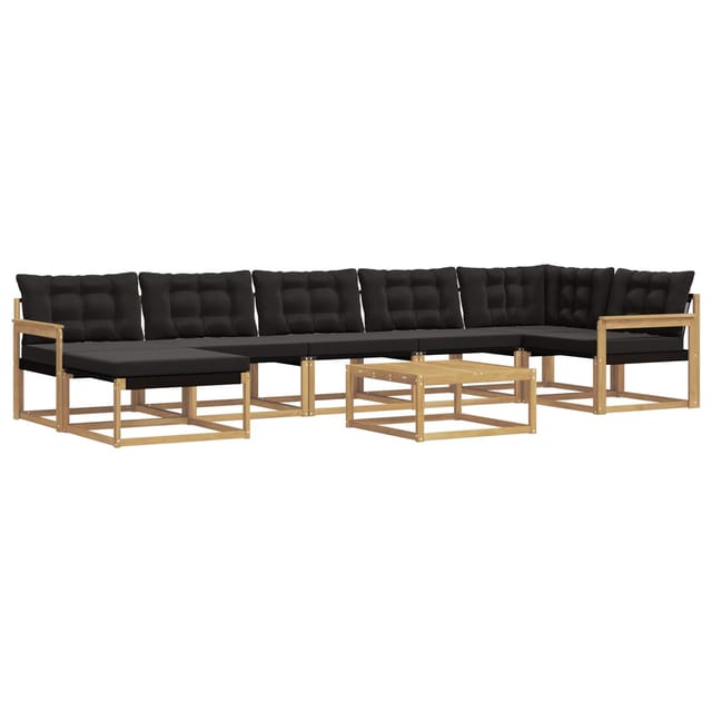 vidaXL Outdoor-Sofagarnitur 8-Tlg Weiß und Schwarz Massivholz Akazie 3388918