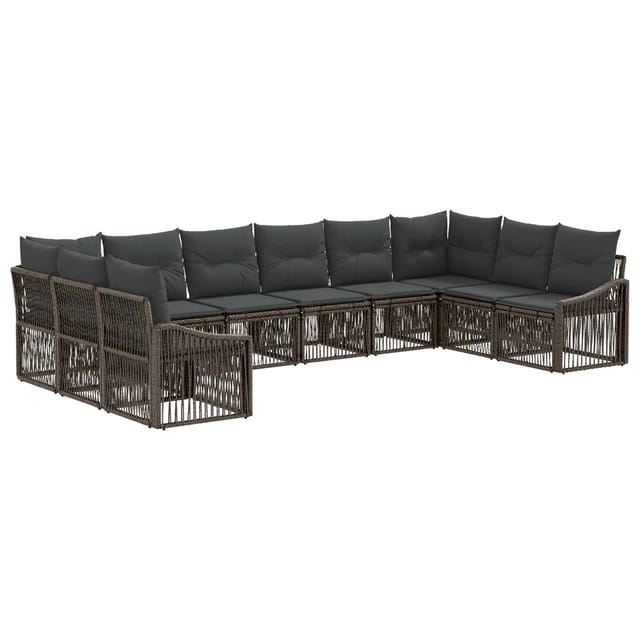 vidaXL Gartensofa-Set 10-Tlg Grau Poly-Rattan 3436115