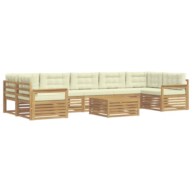 vidaXL Outdoor-Sofagarnitur 8 Stk Weiß und Creme Massivholz Akazie 3390190