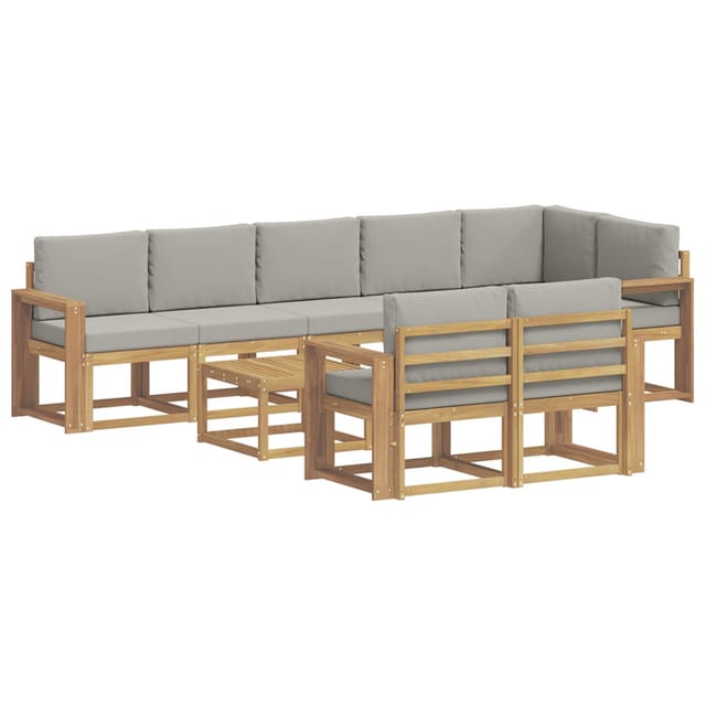 vidaXL Outdoor-Sofagarnitur mit Kissen 9-Tlg Weiß und Hellgrau 3387845
