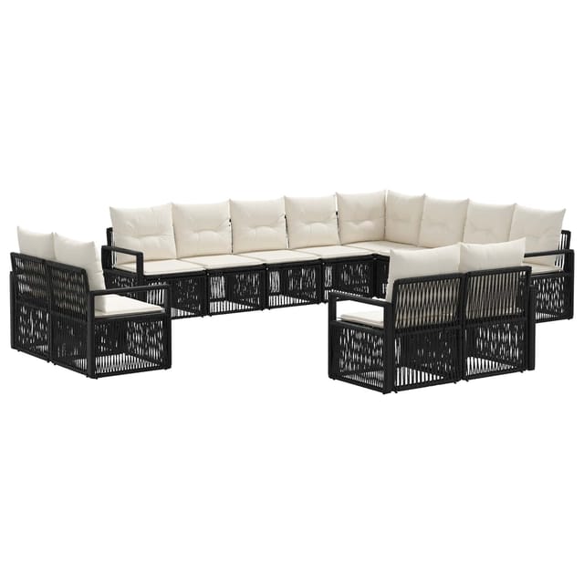 vidaXL Gartensofa-Set 12-Tlg Schwarz Poly-Rattan 3435886