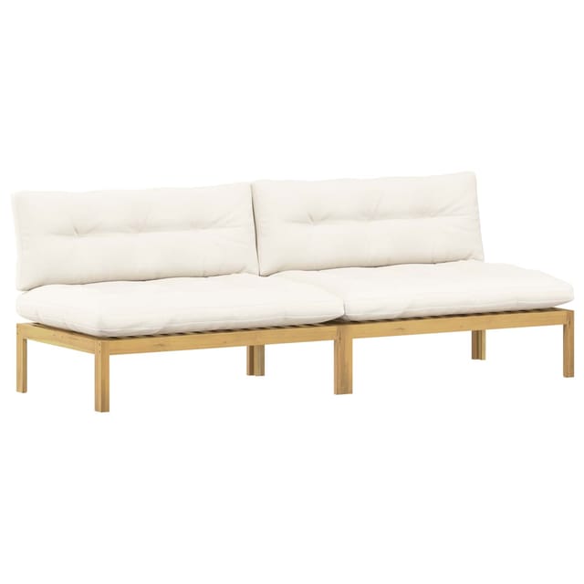 vidaXL Mittelsofa Einheit Helles Akazie und Cremeweiß 240 x 80 x 82 cm 3418152