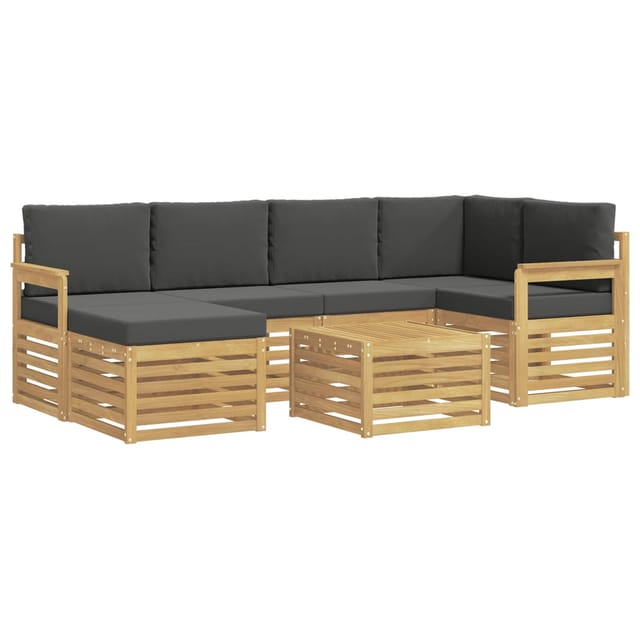 vidaXL Outdoor-Sofagarnitur 7-Tlg Weiß und Anthrazit Polyester 3392142