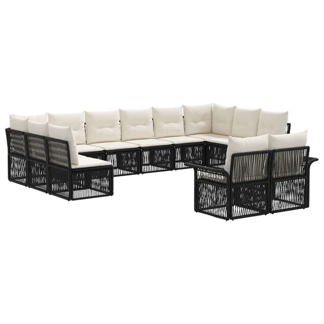 vidaXL Gartensofa-Set 12-Tlg Schwarz Poly-Rattan 3434974