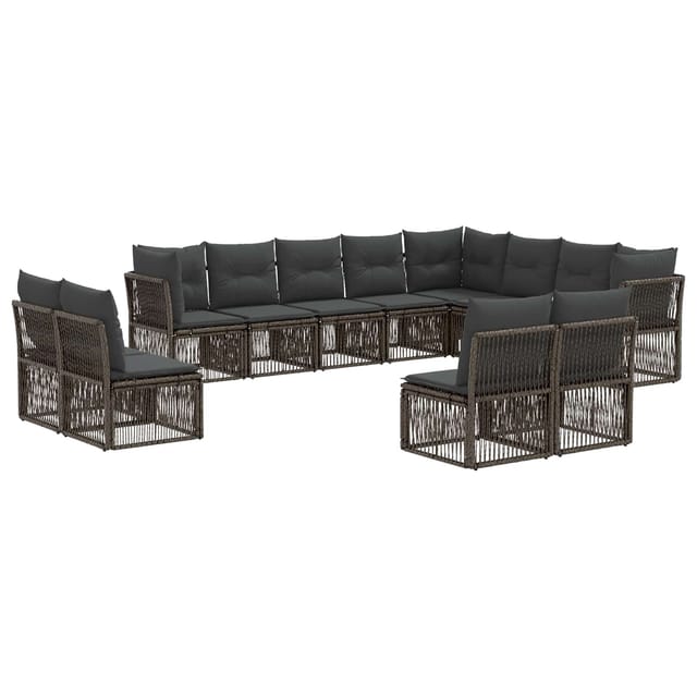 vidaXL Gartensofa-Set 12-Tlg Grau Poly-Rattan 3434411