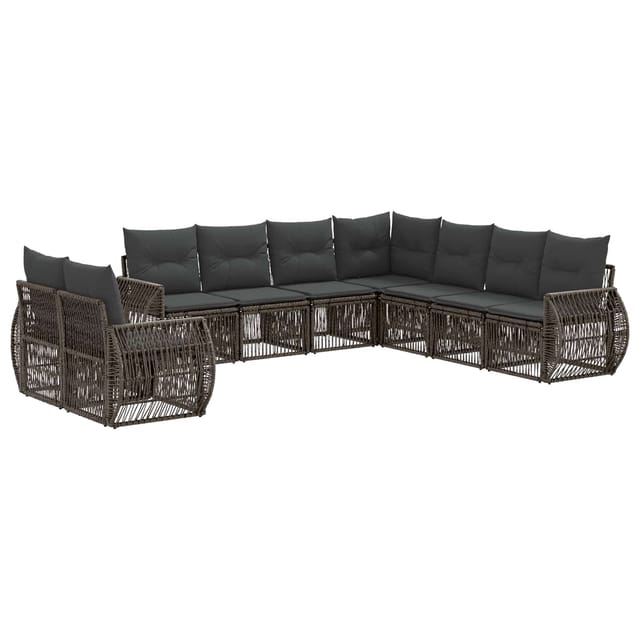 vidaXL Gartensofa-Set 9-Tlg Grau und Dunkelgrau Poly-Rattan 3435458