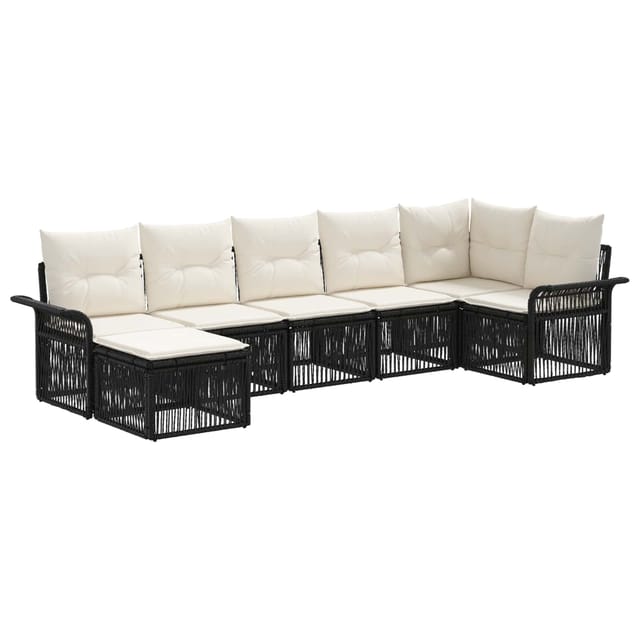 vidaXL Gartensofa-Set 7-Tlg Schwarz Poly-Rattan 3434902