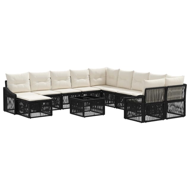 vidaXL Gartensofa-Set 12-Tlg Schwarz Poly-Rattan 3436207