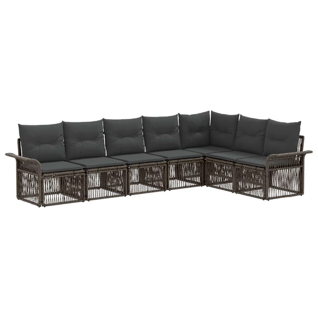 vidaXL Gartensofa-Set 7-Tlg Grau Poly-Rattan 3434840