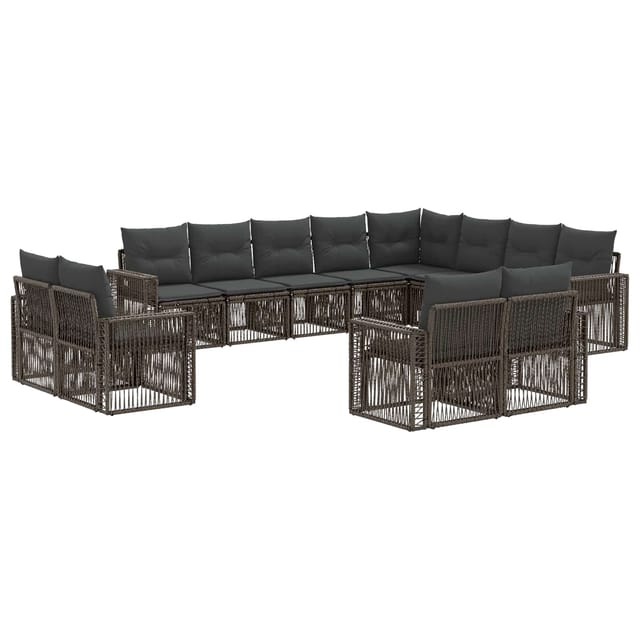 vidaXL Gartensofa-Set 12-Tlg Grau und Dunkelgrau Poly-Rattan 3435299