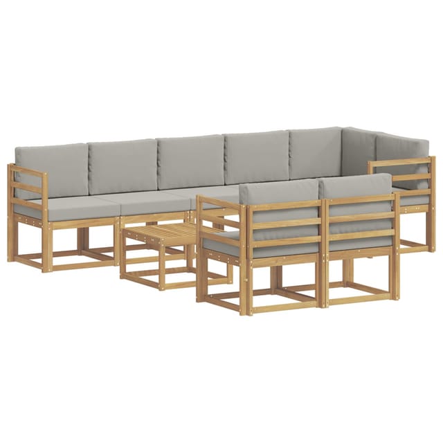 vidaXL Outdoor-Sofagarnitur mit Kissen 9-Tlg Weiß und Hellgrau 3387825