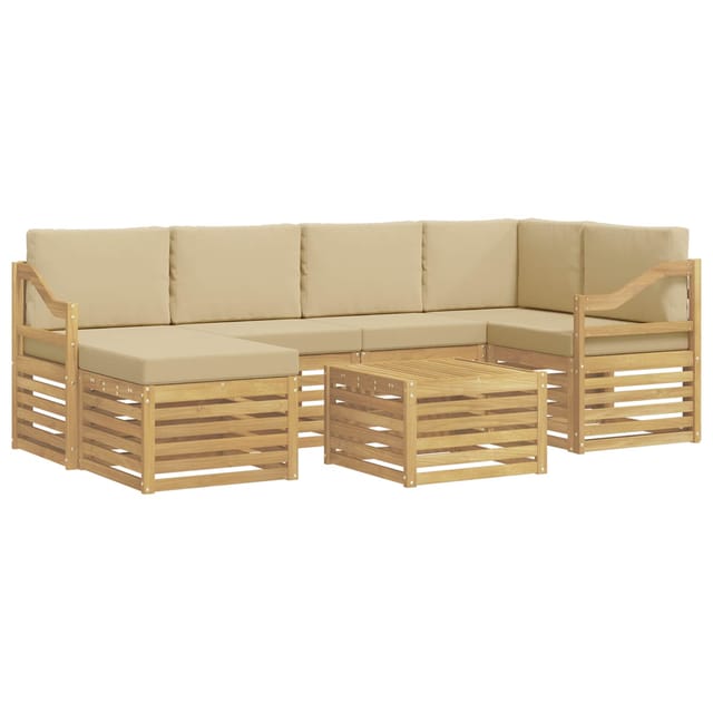 vidaXL Outdoor-Sofagarnitur 7 Stk Weiß und Beige Polyester 3392173