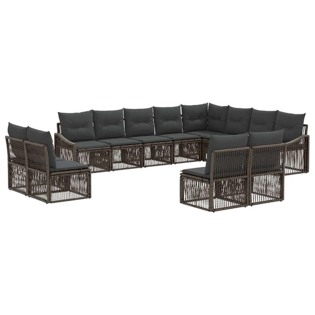 vidaXL Gartensofa-Set 12-Tlg Grau Poly-Rattan 3436163