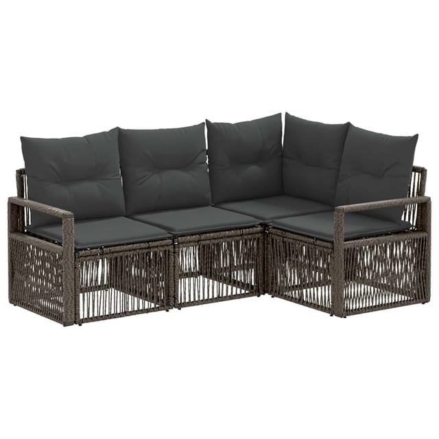 vidaXL Gartensofa-Set 4-Tlg Grau Poly-Rattan 3435704