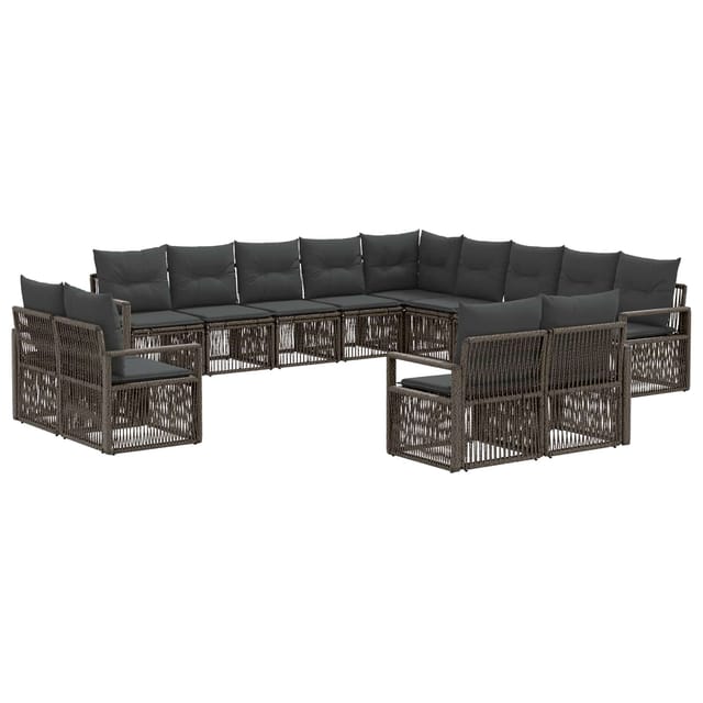 vidaXL Gartensofa-Set 13-Tlg Grau Poly-Rattan 3435893